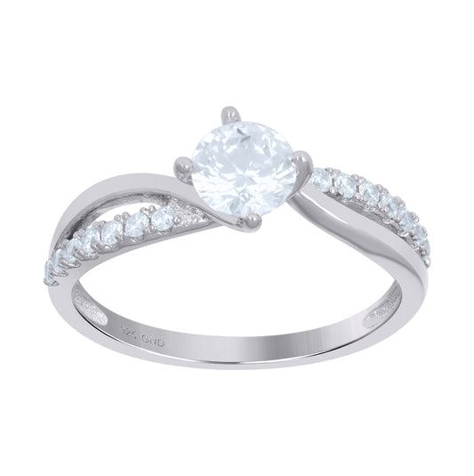 Sterling Silver Women's Cubic-Zirconia Bridal Anniversary Engagement Wedding Ring
