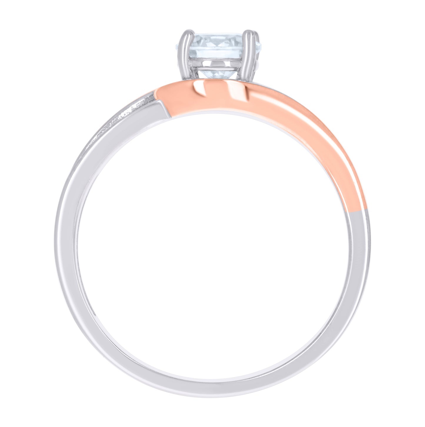 Sterling Silver Rose-Tone Womens Cubic-Zirconia Fashion Bridal Anniversary Wedding Engagement Band Ring