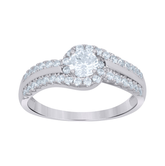 Sterling Silver Women's Cubic-Zirconia Fashion Bridal Anniversary Wedding Engagement Band Ring