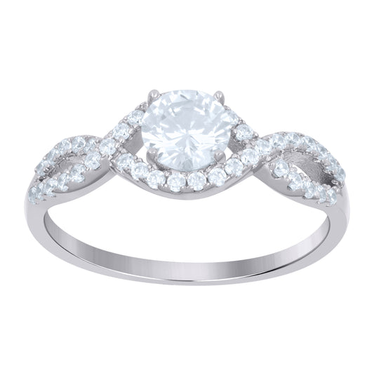 Sterling Silver Women's Cubic-Zirconia Fashion Bridal Anniversary Wedding Engagement Band Ring