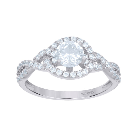 Sterling Silver Women's Cubic-Zirconia Fashion Bridal Anniversary Wedding Engagement Band Ring