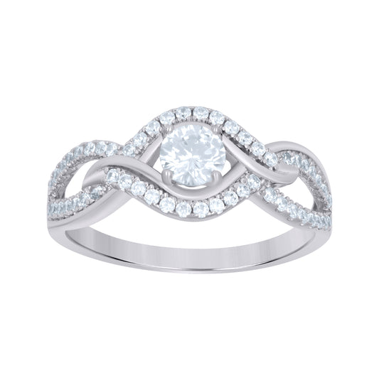 Sterling Silver Women's Cubic-Zirconia Fashion Bridal Anniversary Wedding Engagement Band Ring