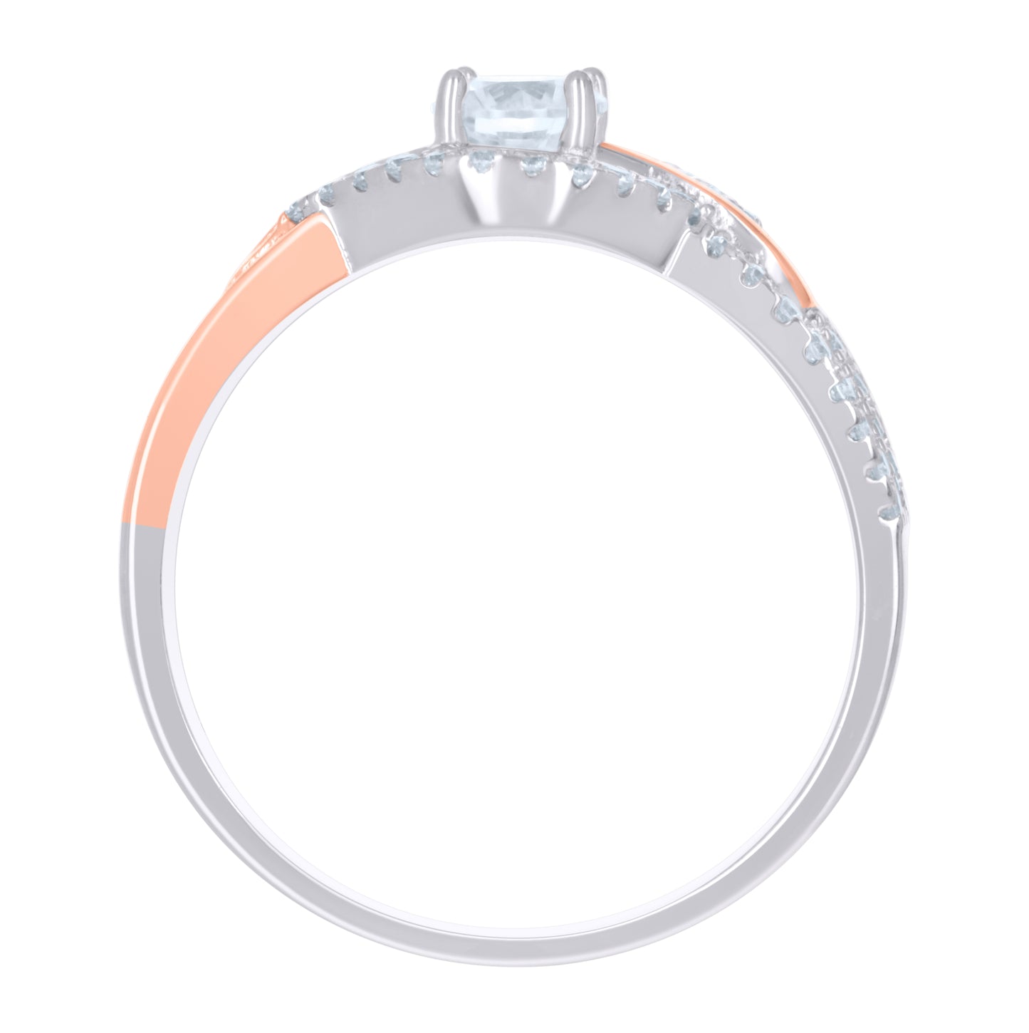 Sterling Silver Rose-Tone Women's Cubic-Zirconia Fashion Bridal Anniversary Wedding Engagement Band Ring