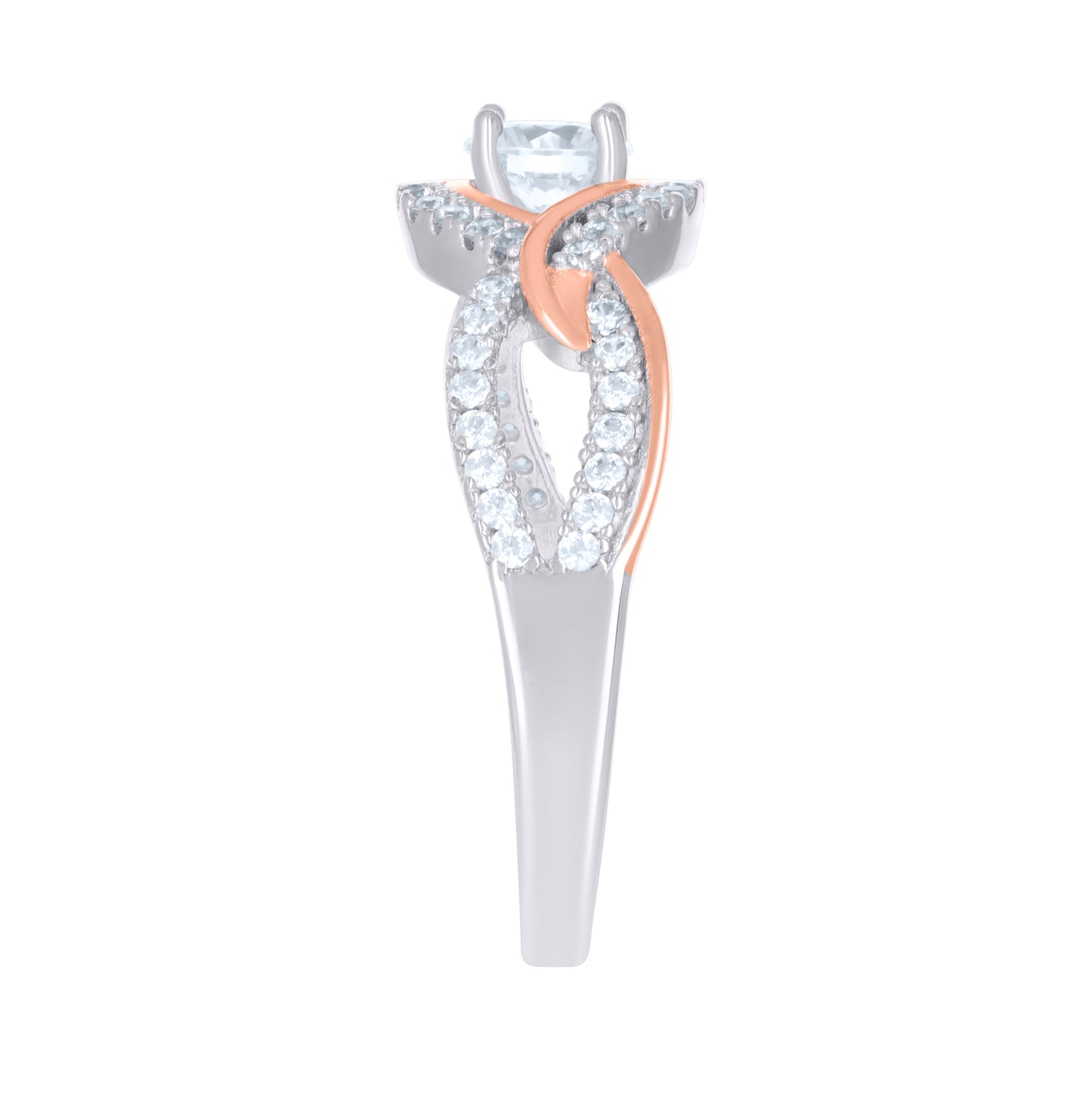 Sterling Silver Rose-Tone Women's Cubic-Zirconia Fashion Bridal Anniversary Wedding Engagement Band Ring