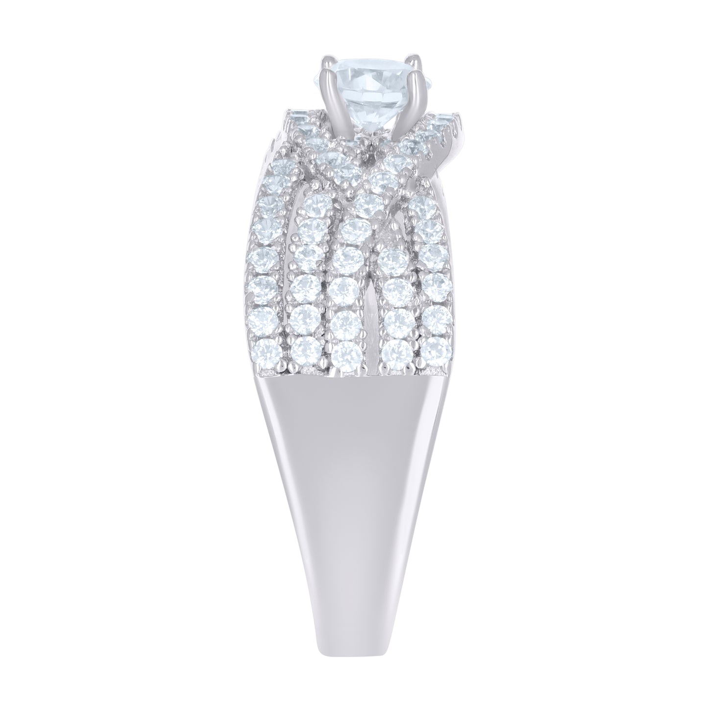 Sterling Silver Women's Cubic-Zirconia Fashion Bridal Anniversary Wedding Engagement Band Ring