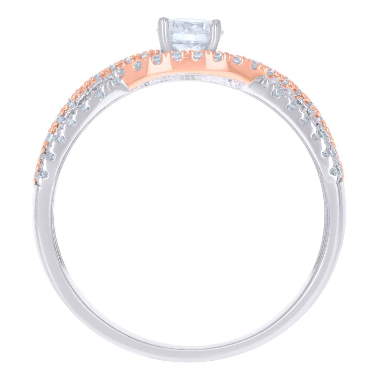 Sterling Silver Rose-Tone Women's Cubic-Zirconia Fashion Bridal Anniversary Wedding Engagement Band Ring