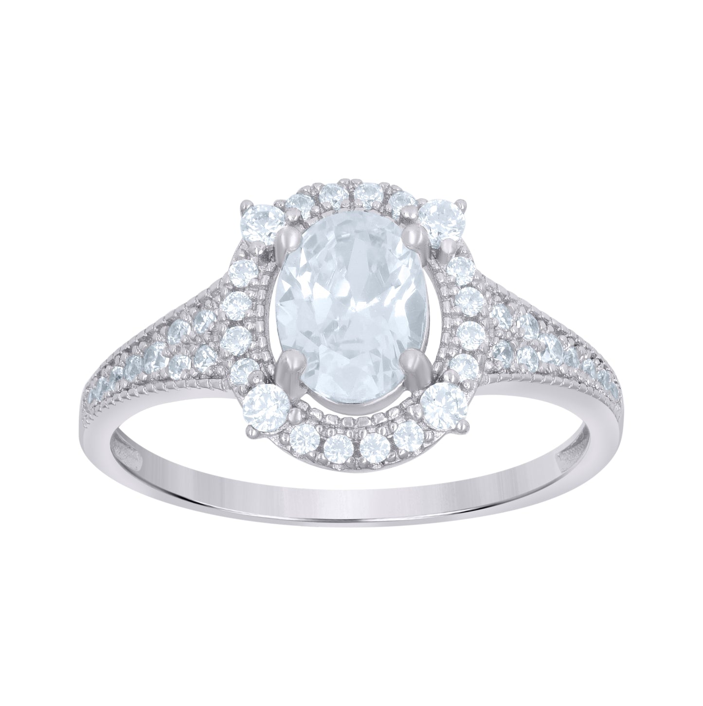 Sterling Silver Womens Round Oval Cubic-Zirconia Fashion Bridal Anniversary Wedding Engagement Band Ring