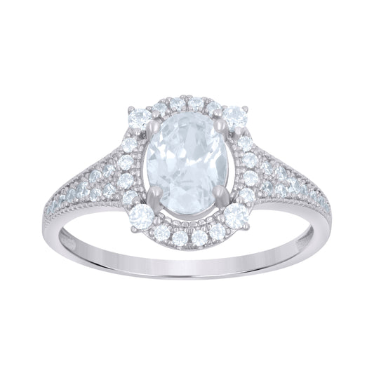 Sterling Silver Womens Round Oval Cubic-Zirconia Fashion Bridal Anniversary Wedding Engagement Band Ring