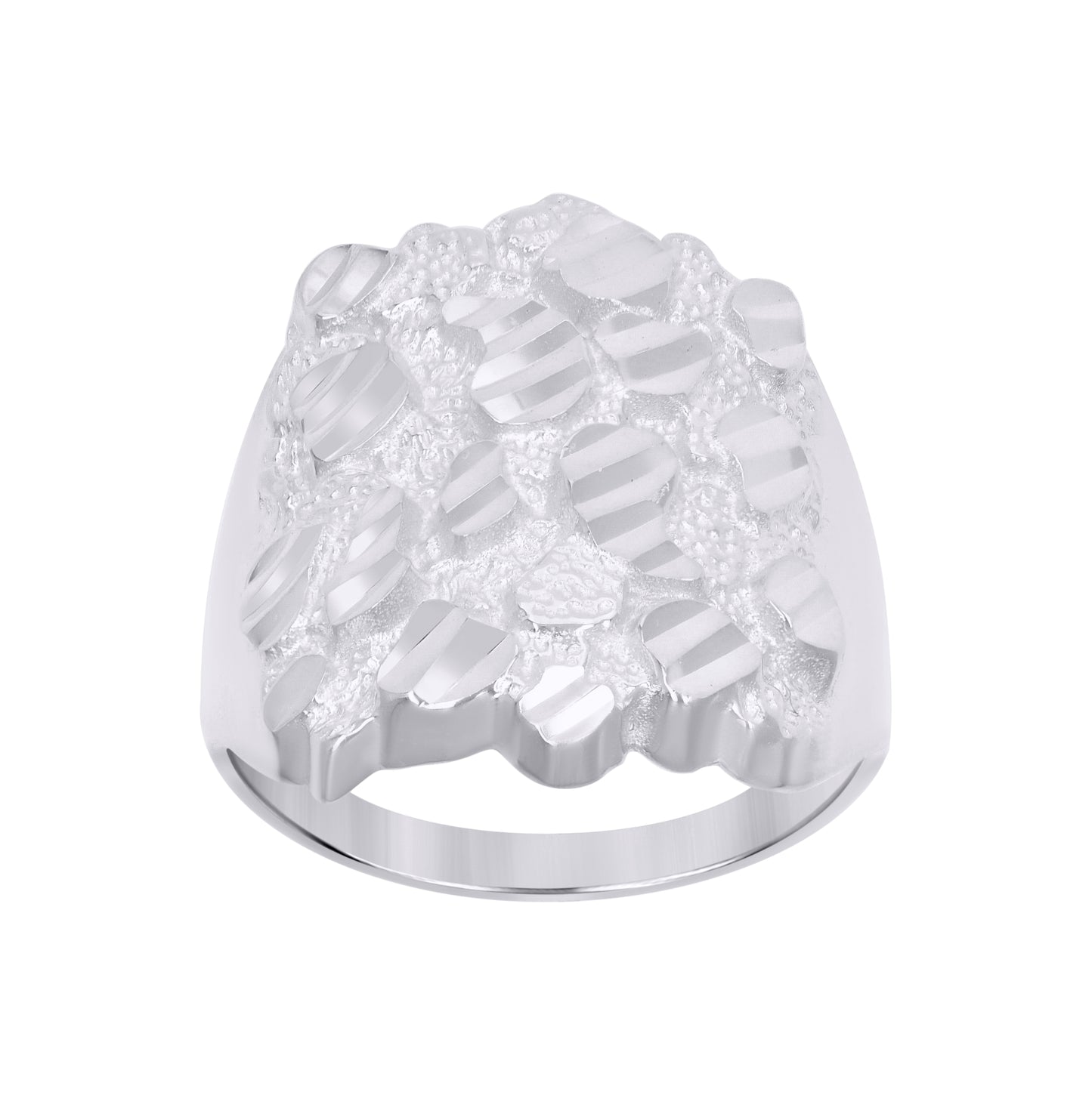 Sterling Silver Men's Diamond-Cut Nugget Fashion Bridal Anniversary Wedding Engagement Band Ring