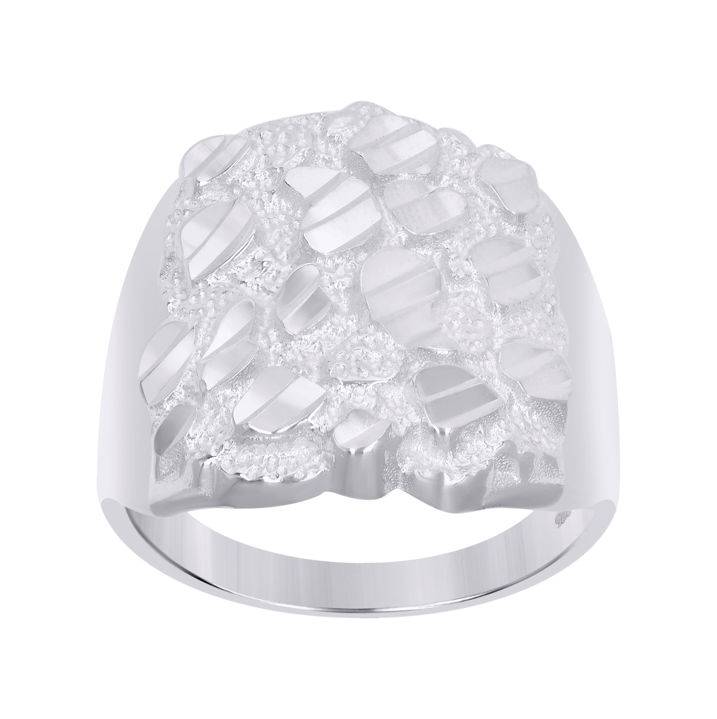Sterling Silver Mens Diamond-Cut Nugget Fashion Bridal Anniversary Wedding Engagement Band Ring