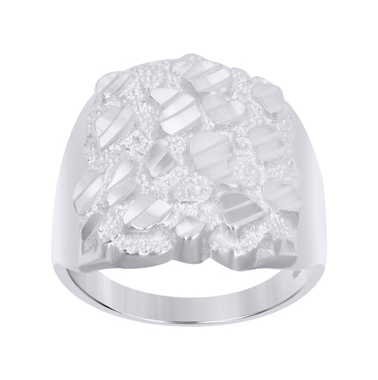 Sterling Silver Mens Diamond-Cut Nugget Fashion Bridal Anniversary Wedding Engagement Band Ring