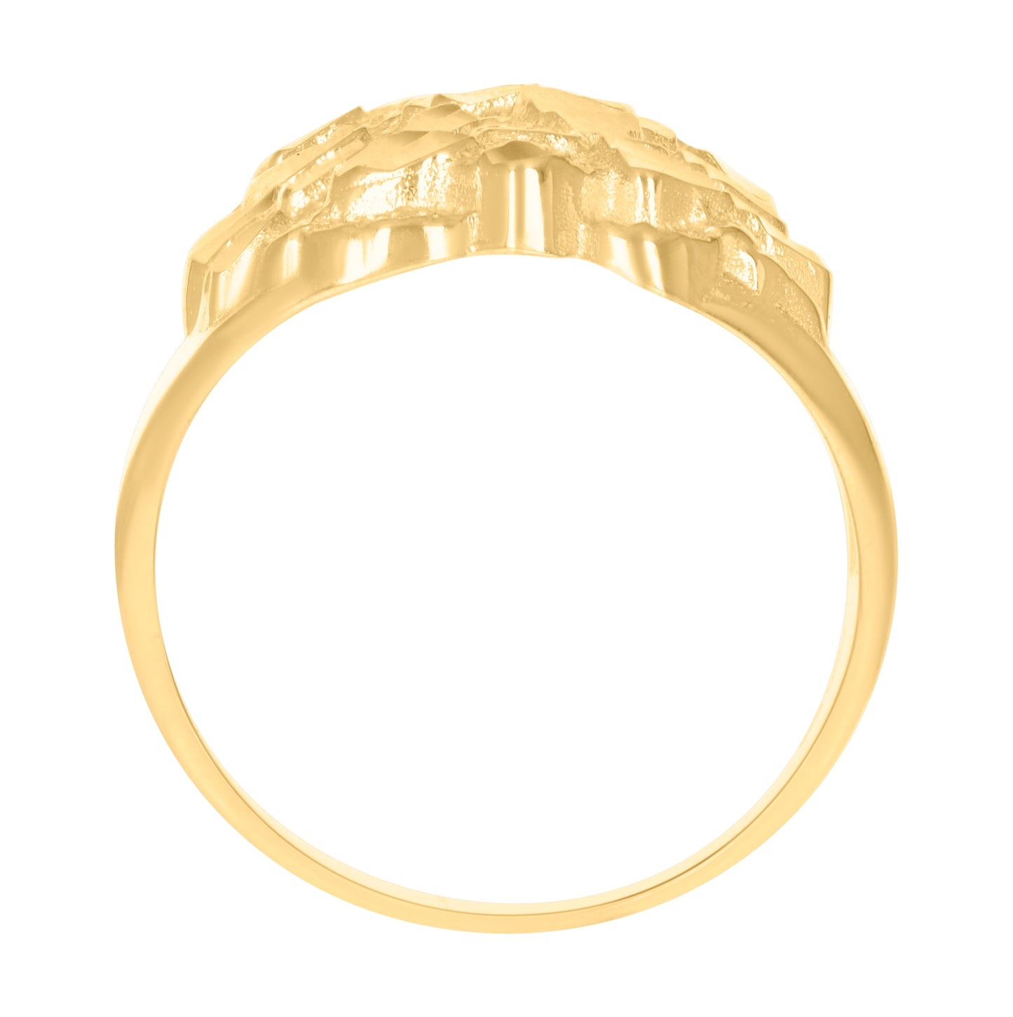 Sterling Silver Yellow-Tone Mens Diamond-Cut Nugget Fashion Bridal Anniversary Wedding Engagement Band Ring
