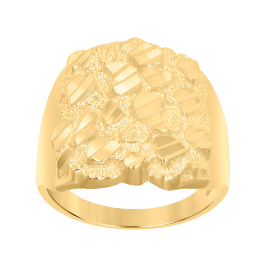 Sterling Silver Yellow-Tone Mens Diamond-Cut Nugget Fashion Bridal Anniversary Wedding Engagement Band Ring