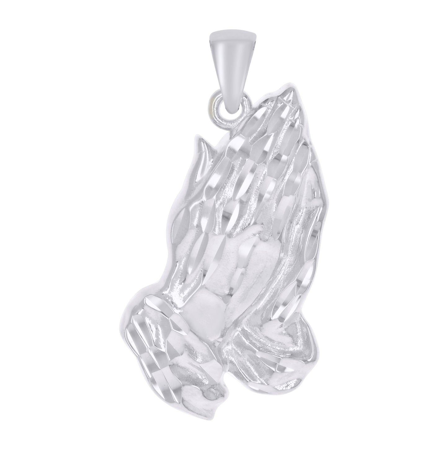 Sterling Silver Mens Praying Hands Symbol Religious Charm Pendant