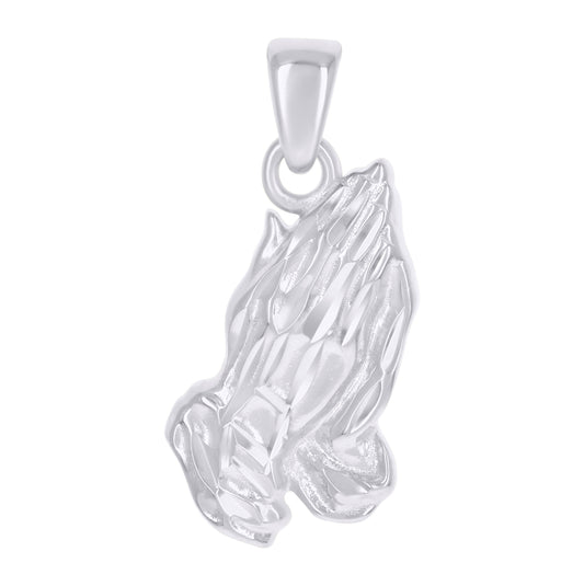 Sterling Silver Mens Praying Hands Symbol Religious Charm Pendant