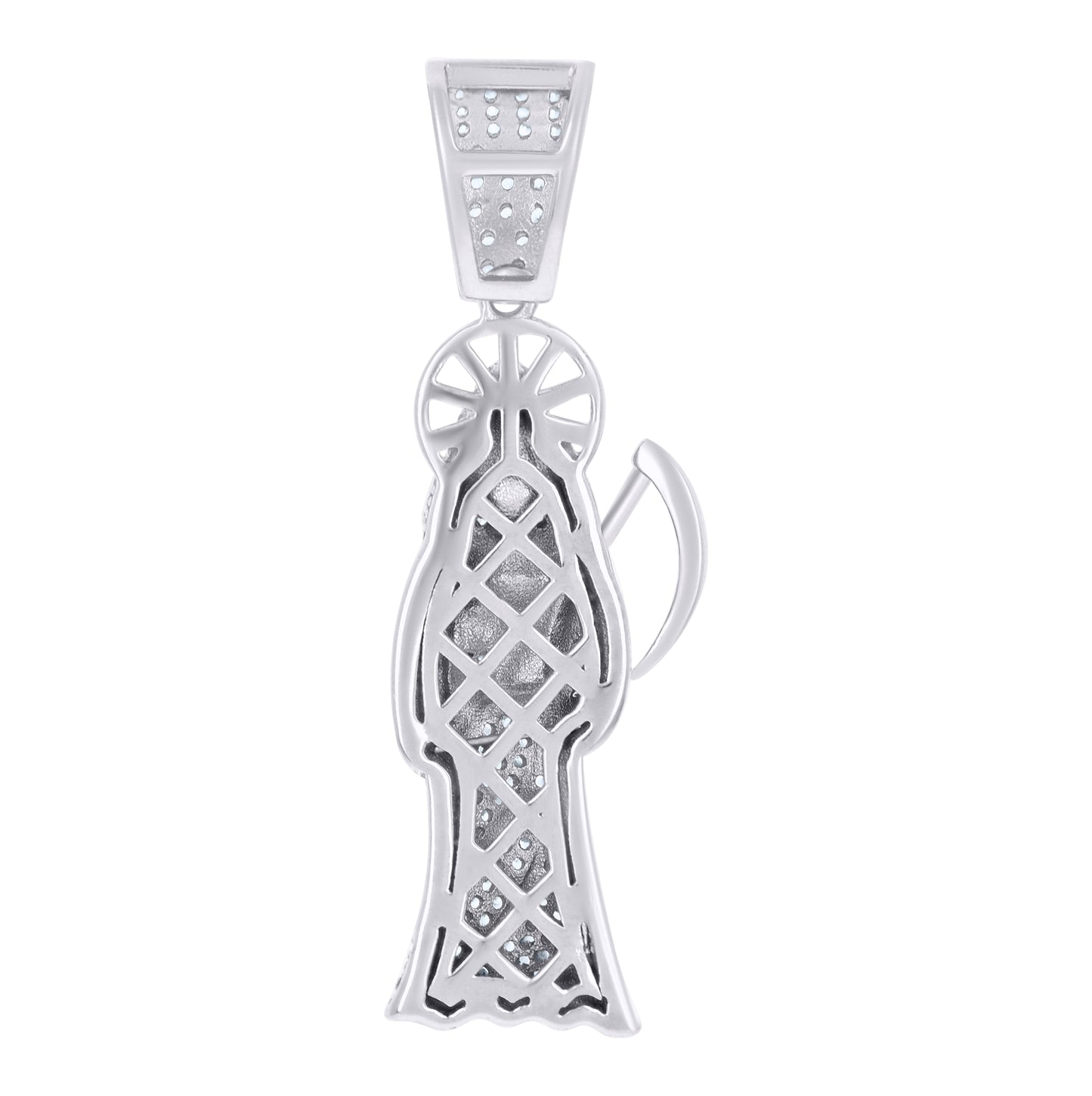 Sterling Silver Mens Cubic-Zirconia Grim Reaper Death Angel Religious Charm Pendant