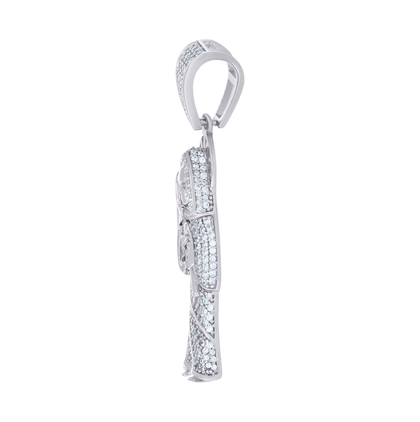 Sterling Silver Mens Cubic-Zirconia Grim Reaper Death Angel Religious Charm Pendant