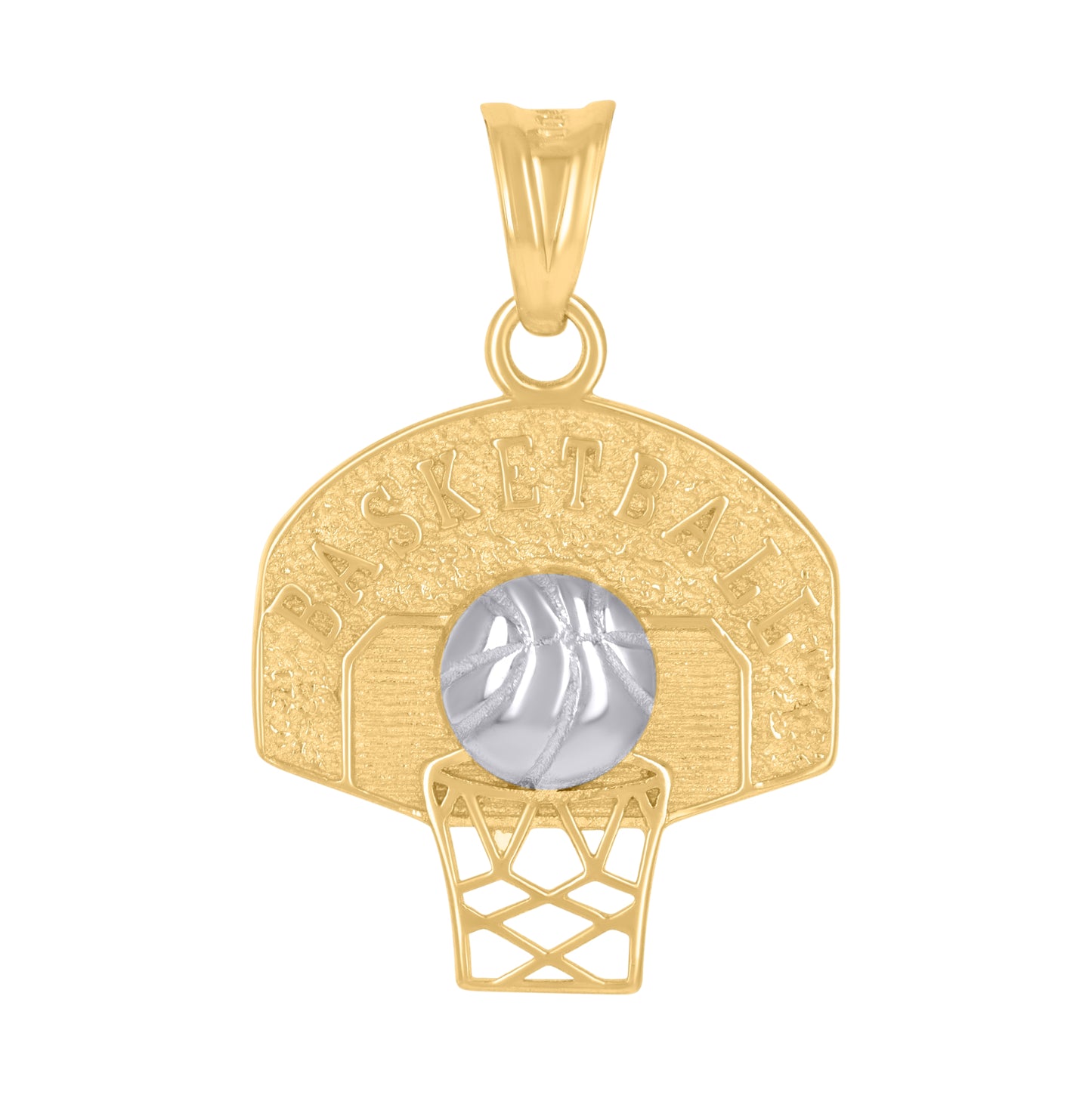 10K Two-Tone Gold Mens Basket Ball Sports Charm Pendant