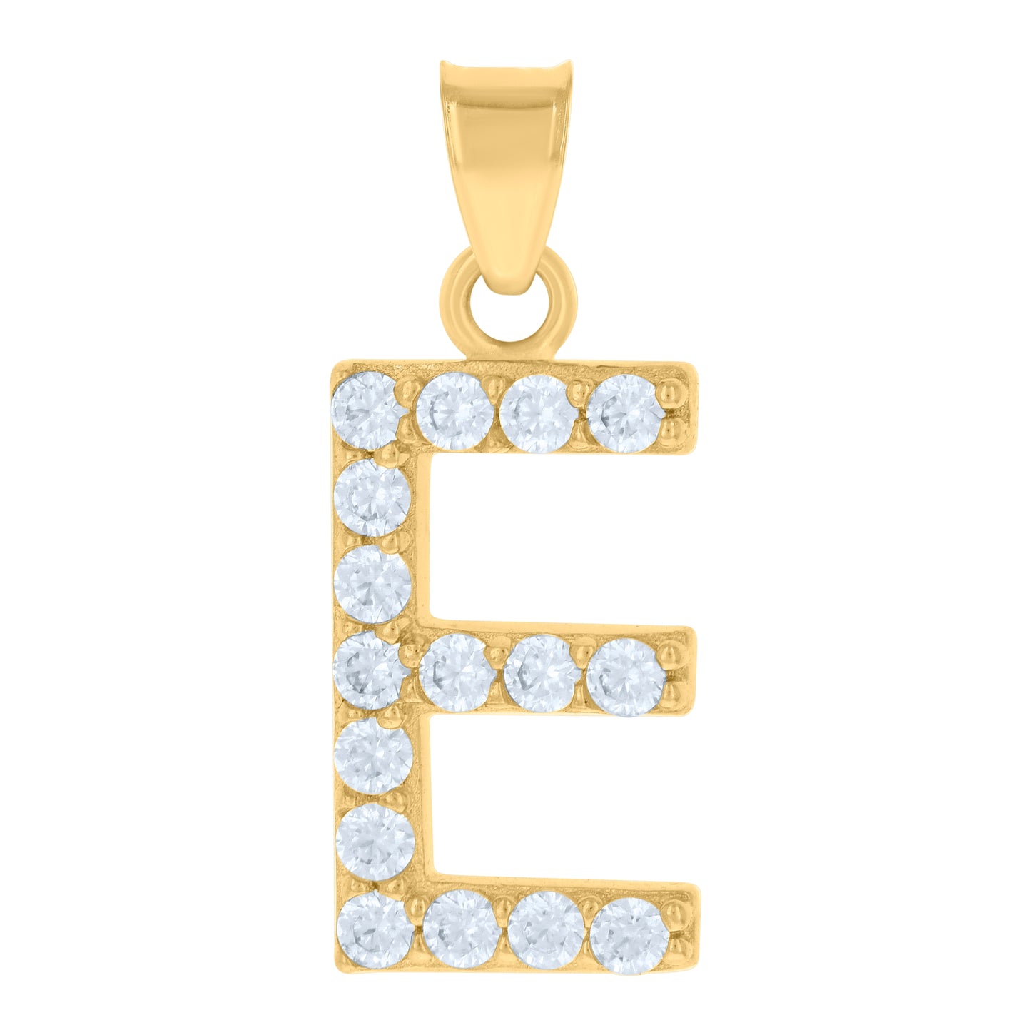 10K Yellow Gold Unisex Cubic-Zirconia Initial Alphabet Charm Pendant