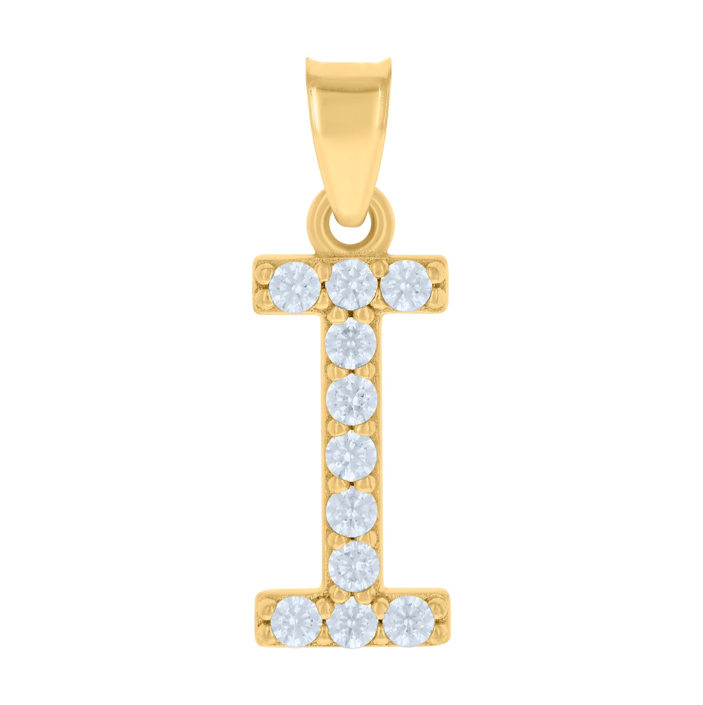 10K Yellow Gold Unisex Cubic-Zirconia Initial Alphabet Charm Pendant