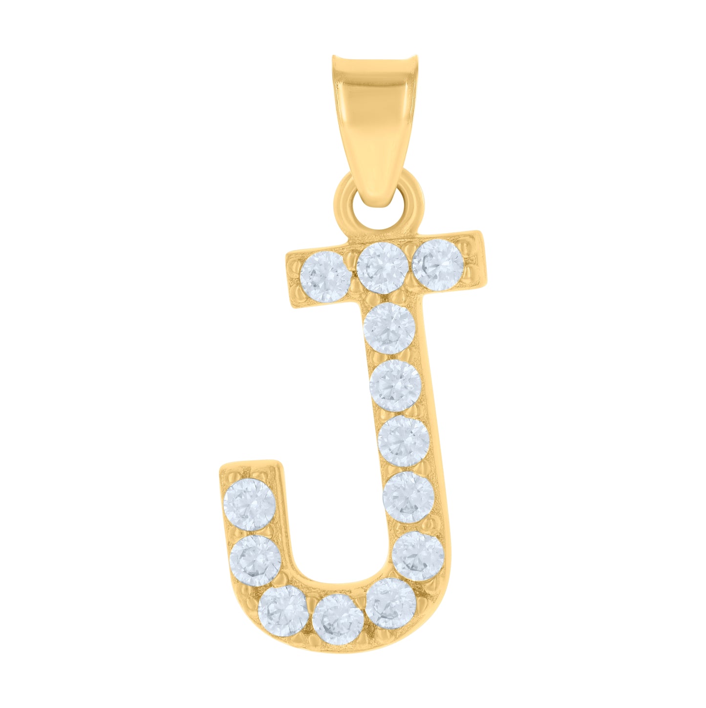 10K Yellow Gold Unisex Cubic-Zirconia Initial Alphabet Charm Pendant