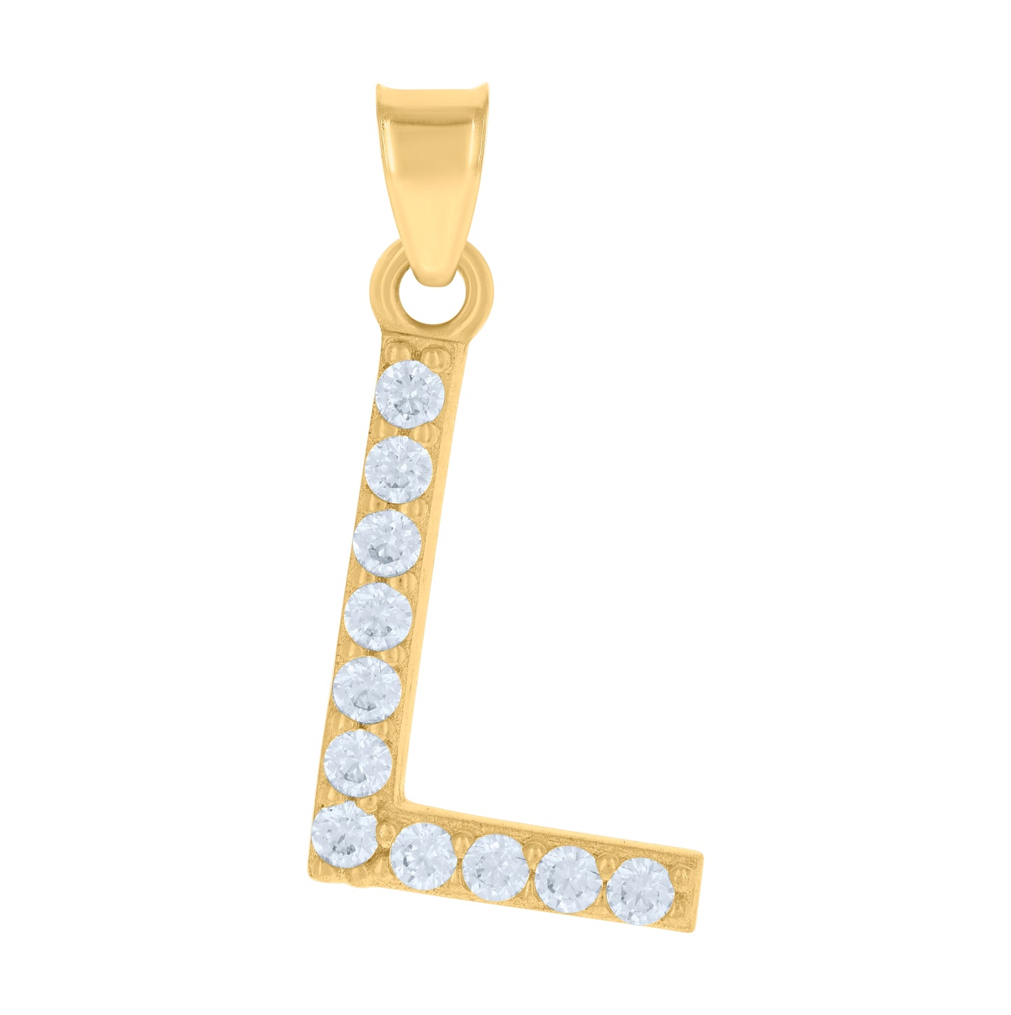 10K Yellow Gold Unisex Cubic-Zirconia Initial Alphabet Charm Pendant