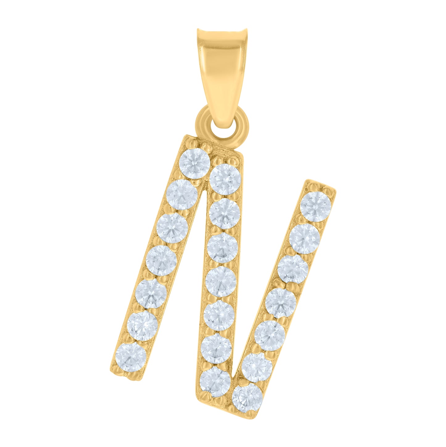 10K Yellow Gold Unisex Cubic-Zirconia Initial Alphabet Charm Pendant
