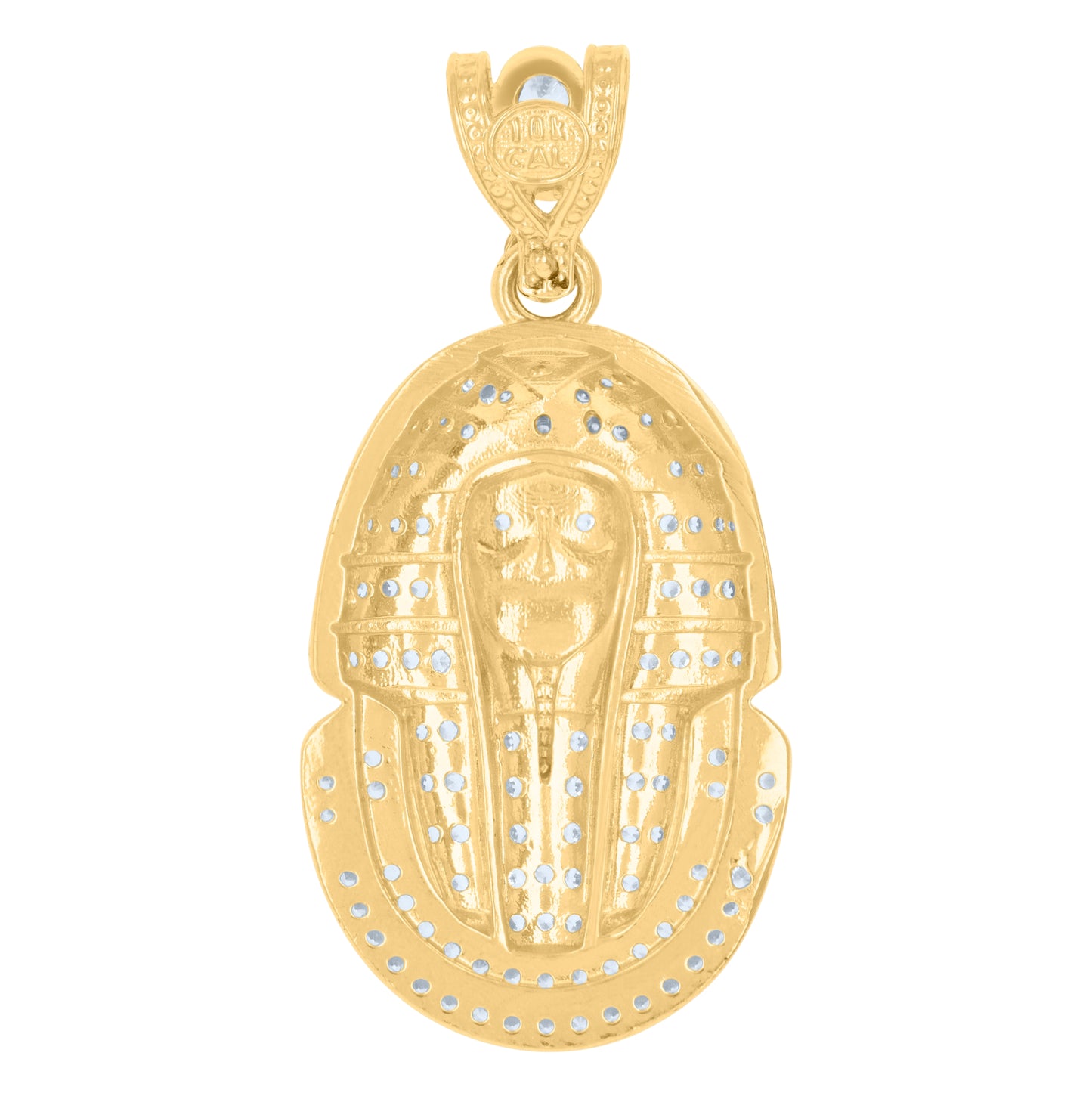 10K Yellow Gold Mens Cubic-Zirconia Pharaoh Egyptian Charm Pendant