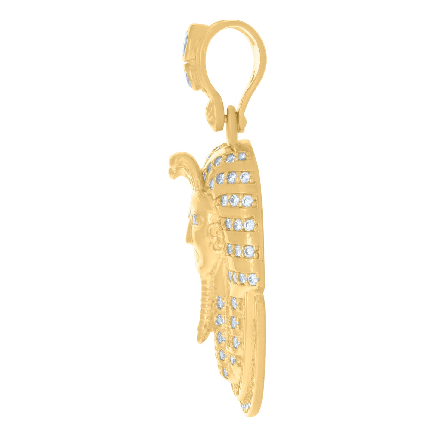 10K Yellow Gold Mens Cubic-Zirconia Pharaoh Egyptian Charm Pendant