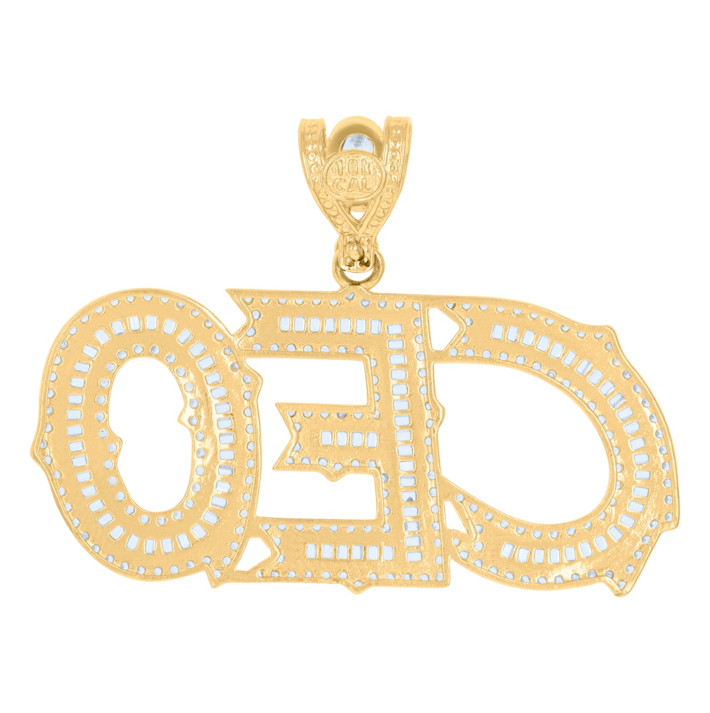 10K Yellow Gold Mens Baguette Round Cubic-Zirconia CEO Fashion Charm Pendant