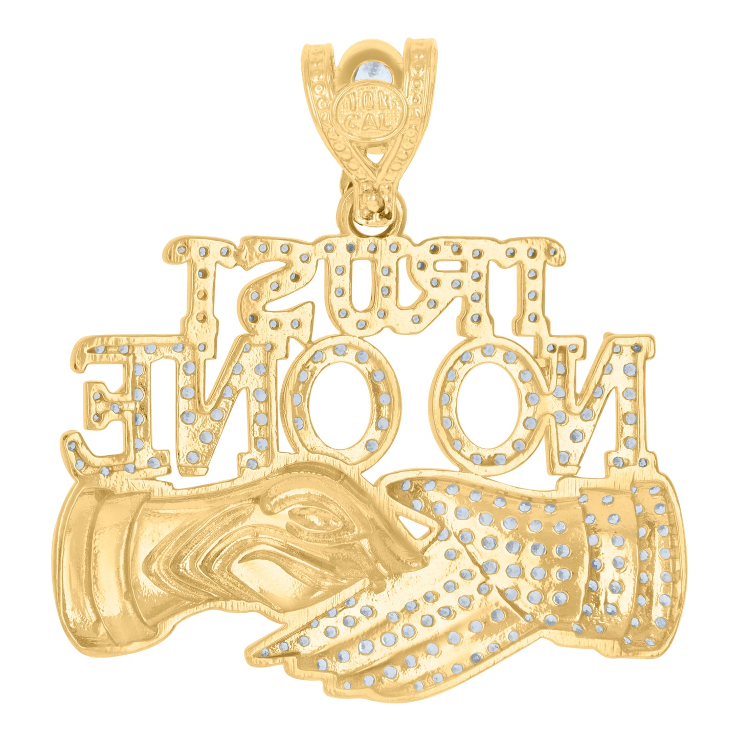10K Yellow Gold Mens Cubic-Zirconia Trust No One Fashion Charm Pendant