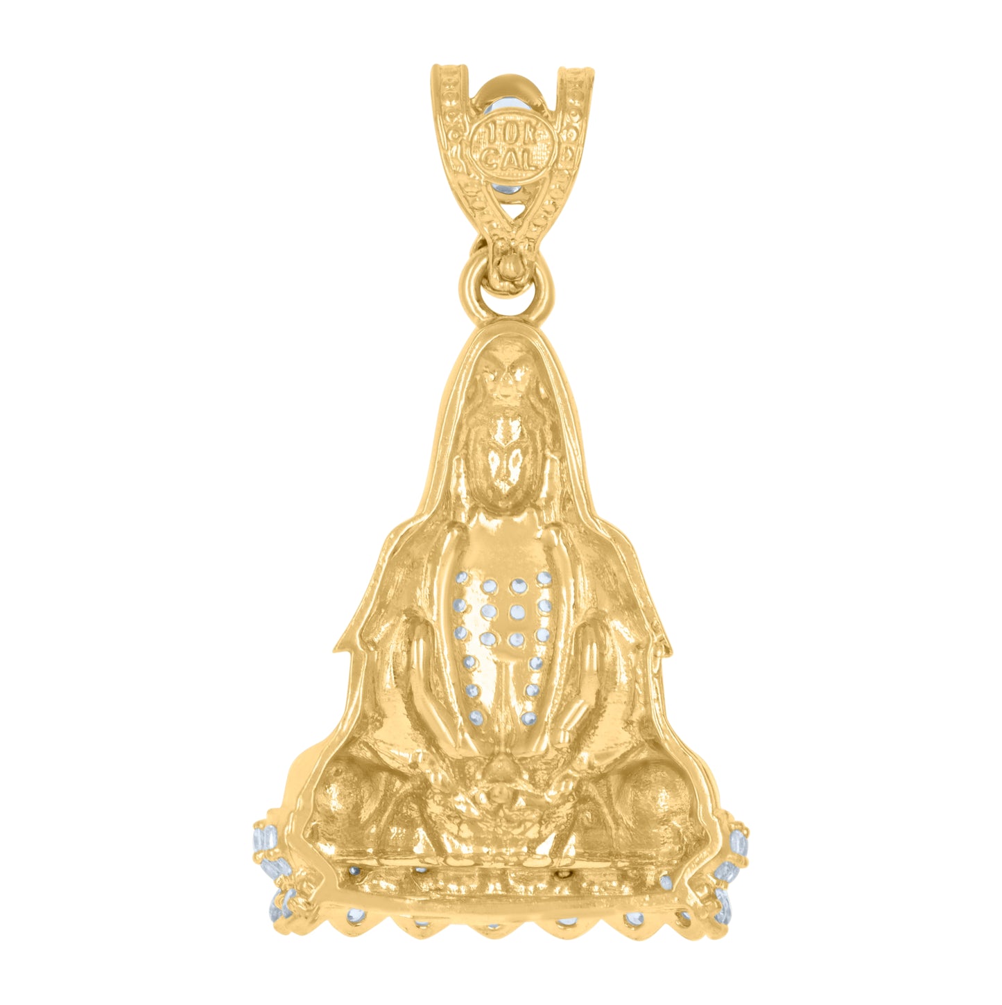 10K Yellow Gold Mens Cubic-Zirconia Buddha Religious Charm Pendant