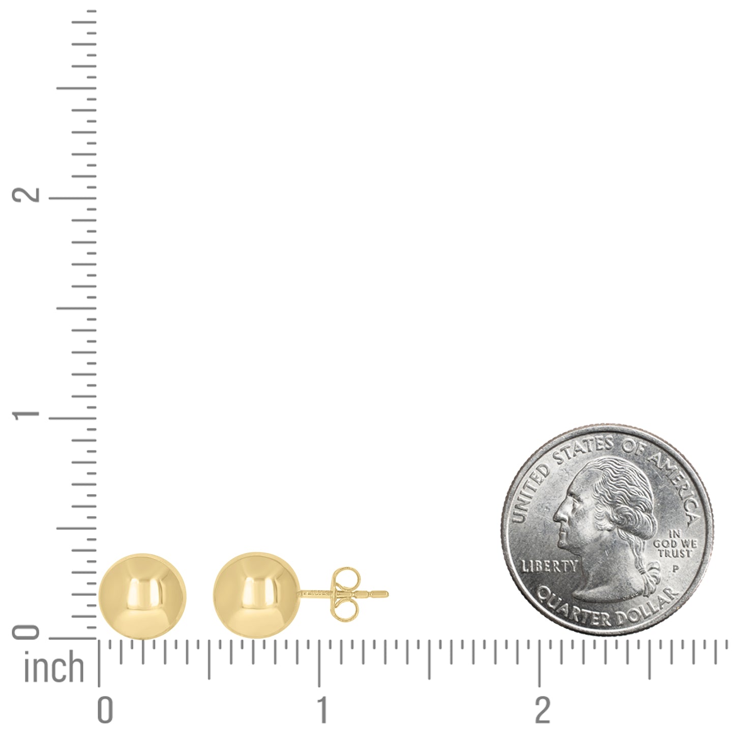 10K Yellow Gold Womens Ball Stud Earrings 10mm
