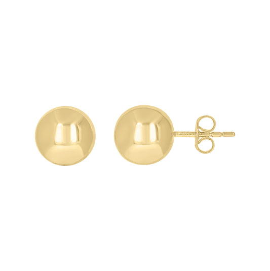 10K Yellow Gold Womens Ball Stud Earrings 10mm