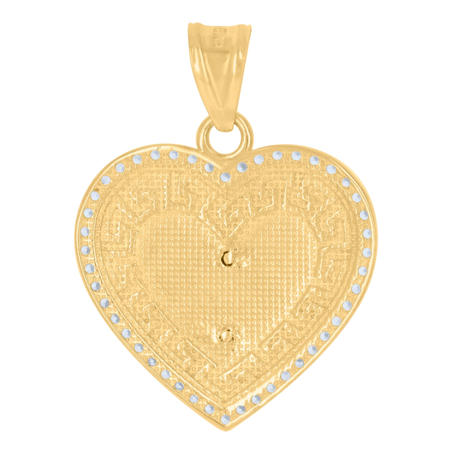 10K Two-Tone Gold Womens Cubic-Zirconia Medusa Egyptian Heart Pendant