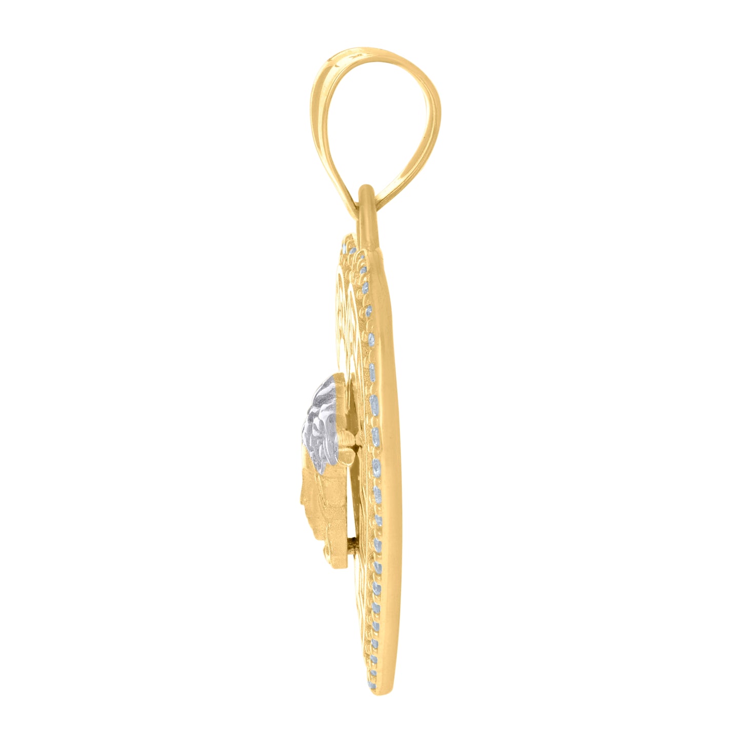 10K Two-Tone Gold Womens Cubic-Zirconia Medusa Egyptian Heart Pendant