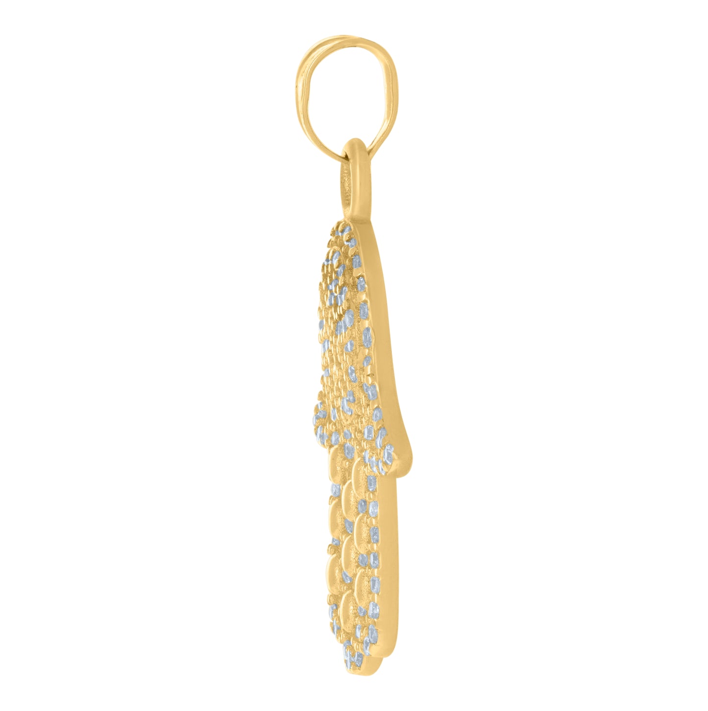 10K Yellow Gold Unisex Cubic-Zirconia Hamsa Symbol Religious Charm Pendant