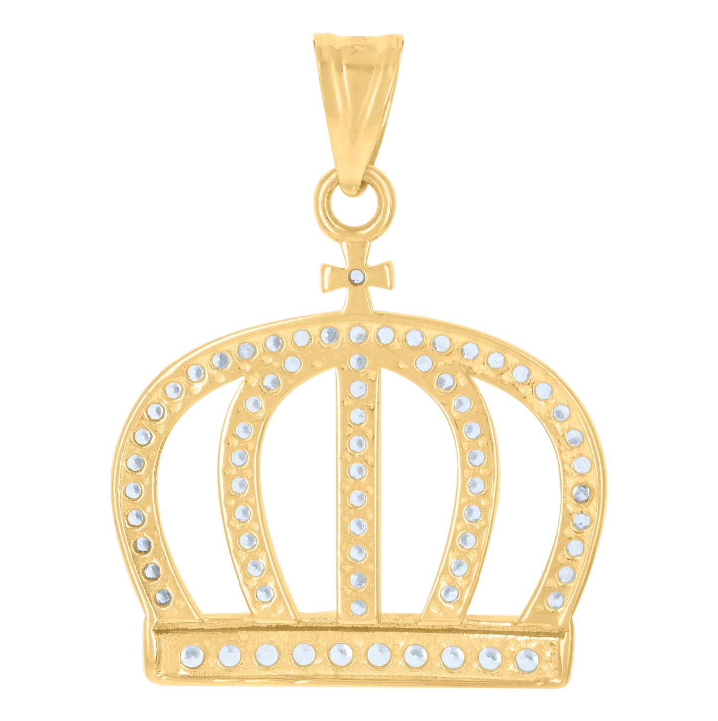 10K Yellow Gold Mens Cubic-Zirconia Crown Fashion Charm Pendant