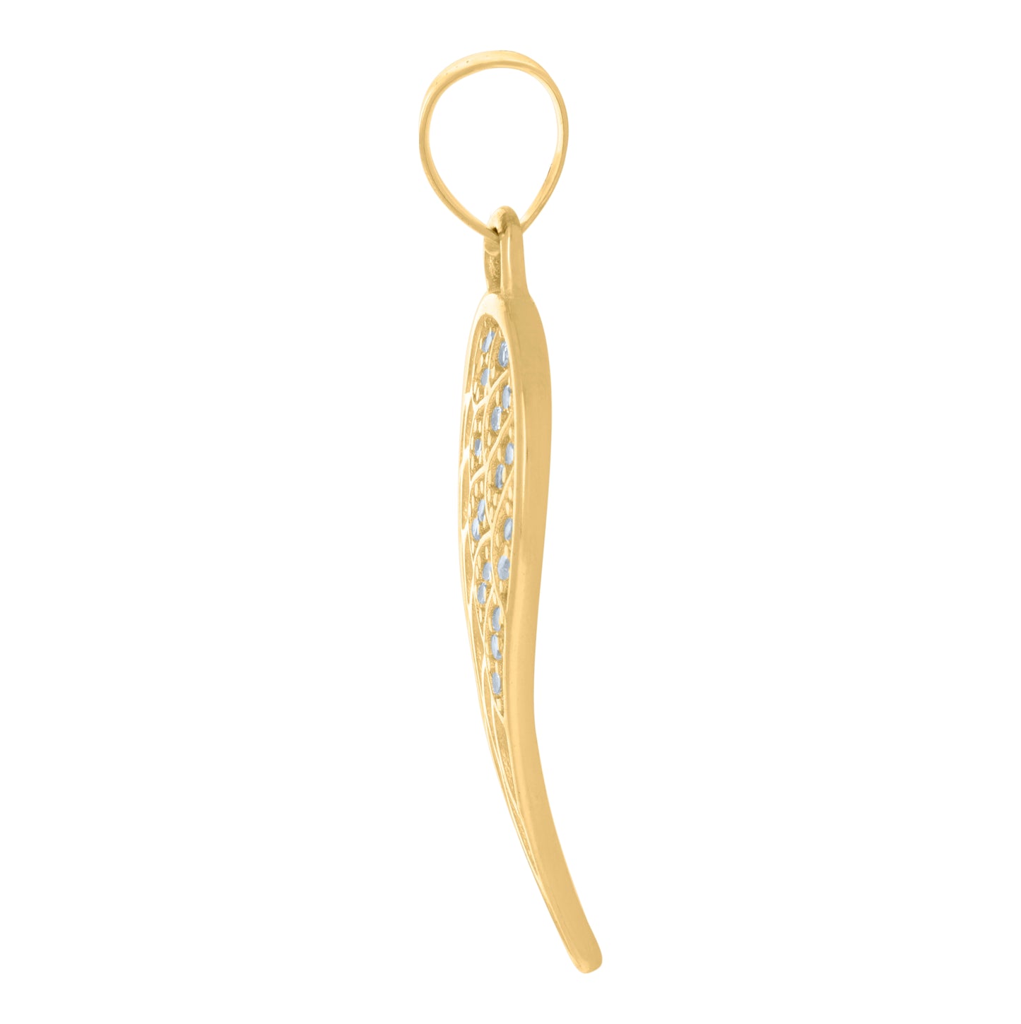 10K Yellow Gold Unisex Cubic-Zirconia Angel Wing Religious Charm Pendant