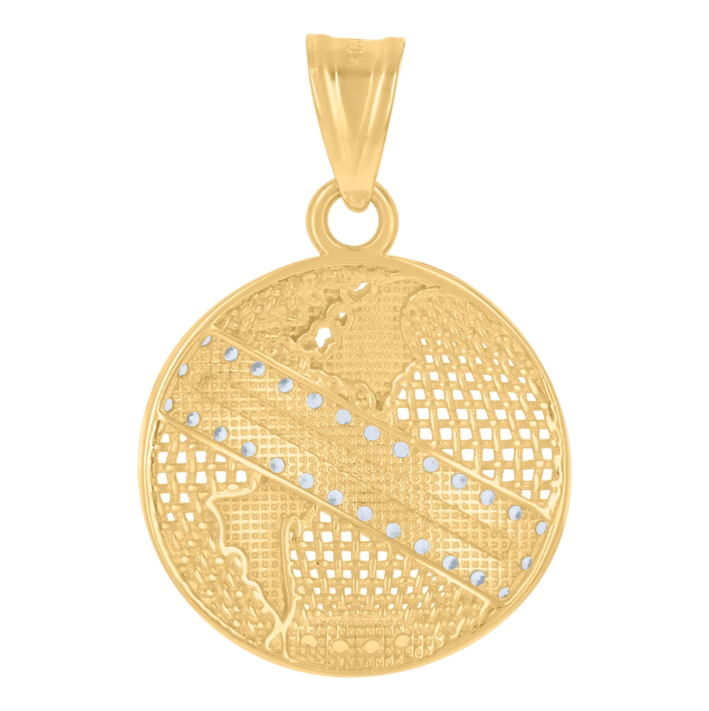 10K Yellow Gold Mens Cubic-Zirconia World Map Charm Pendant