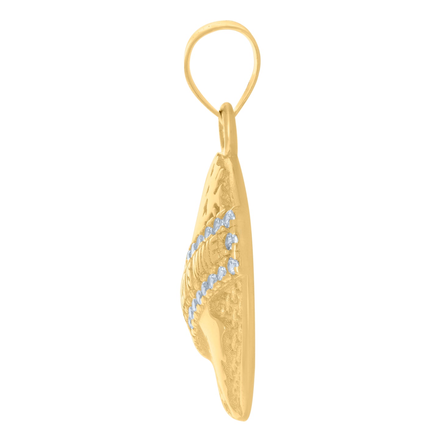 10K Yellow Gold Mens Cubic-Zirconia World Map Charm Pendant