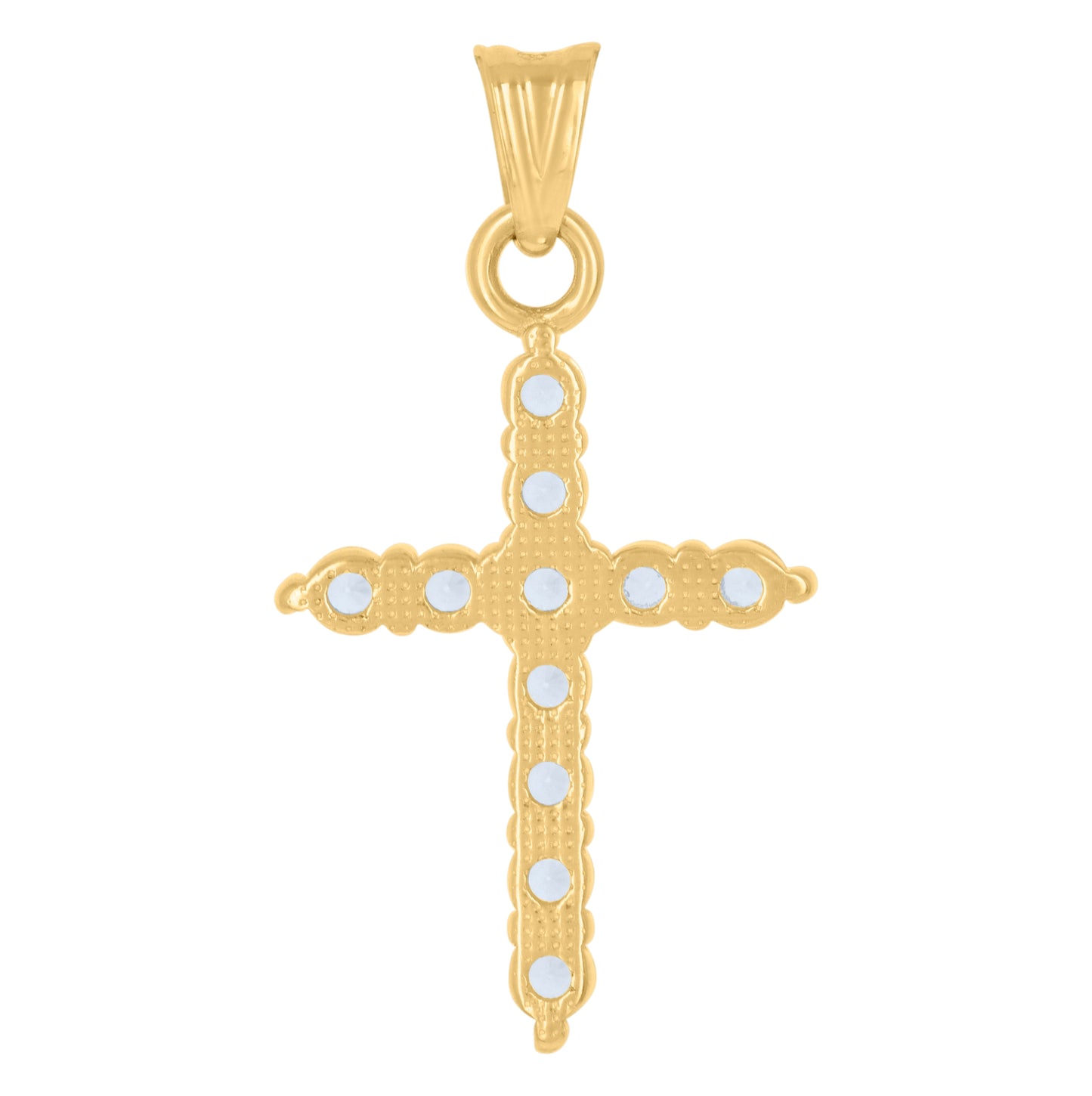 10K Yellow Gold Womens Cubic-Zirconia Cross Religious Charm Pendant