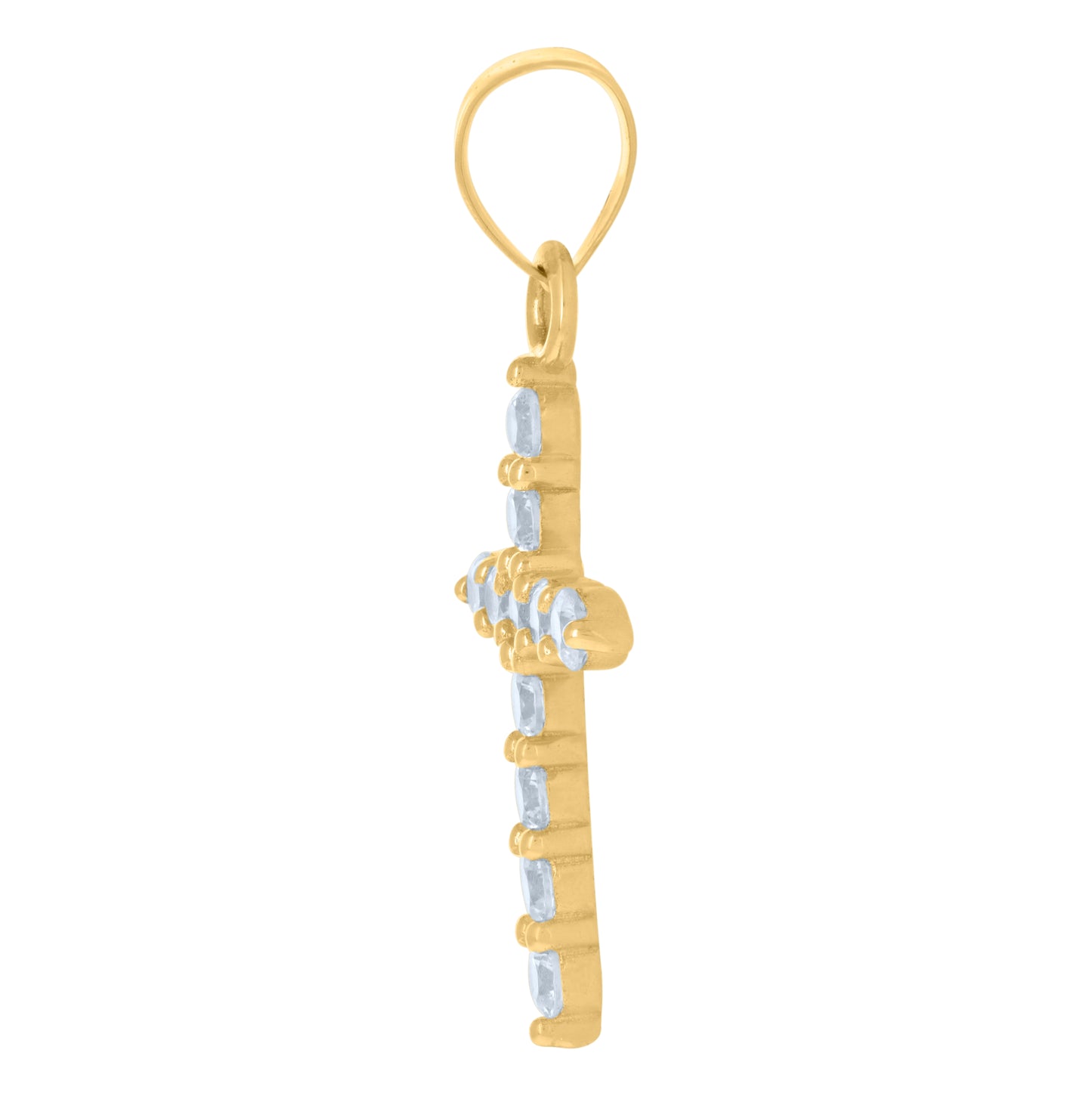 10K Yellow Gold Womens Cubic-Zirconia Cross Religious Charm Pendant