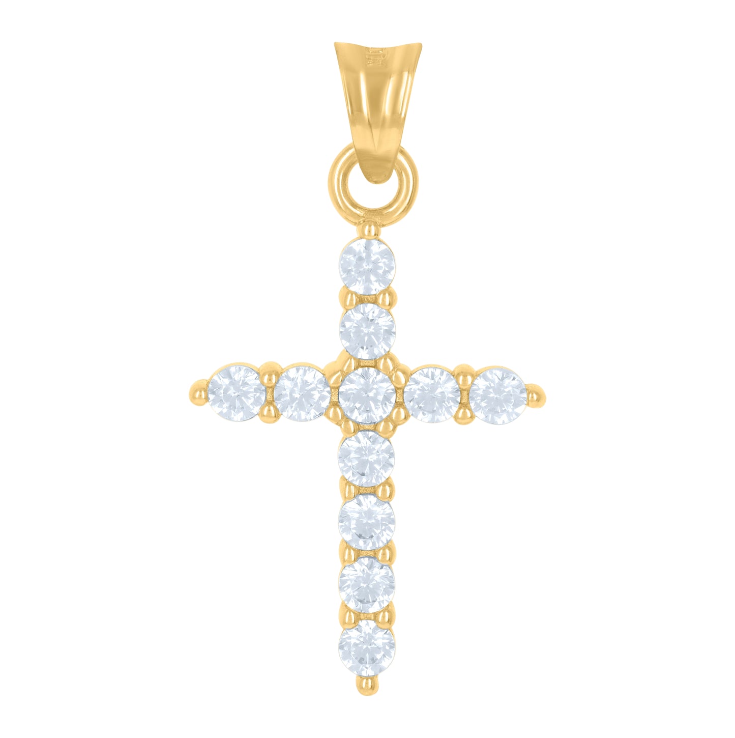 10K Yellow Gold Womens Cubic-Zirconia Cross Religious Charm Pendant