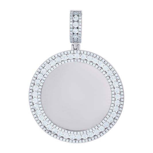 Sterling Silver Or Yellow-Tone Unisex Cubic-Zirconia Picture Frame Pendant