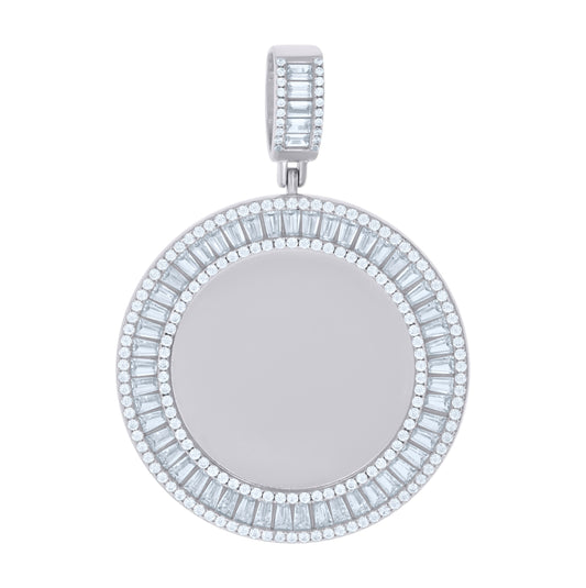 Sterling Silver Or Yellow-Tone Unisex Cubic-Zirconia Picture Frame Pendant