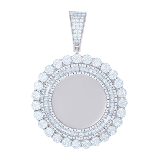 Sterling Silver Or Yellow-Tone Unisex Cubic-Zirconia Picture Frame Pendant