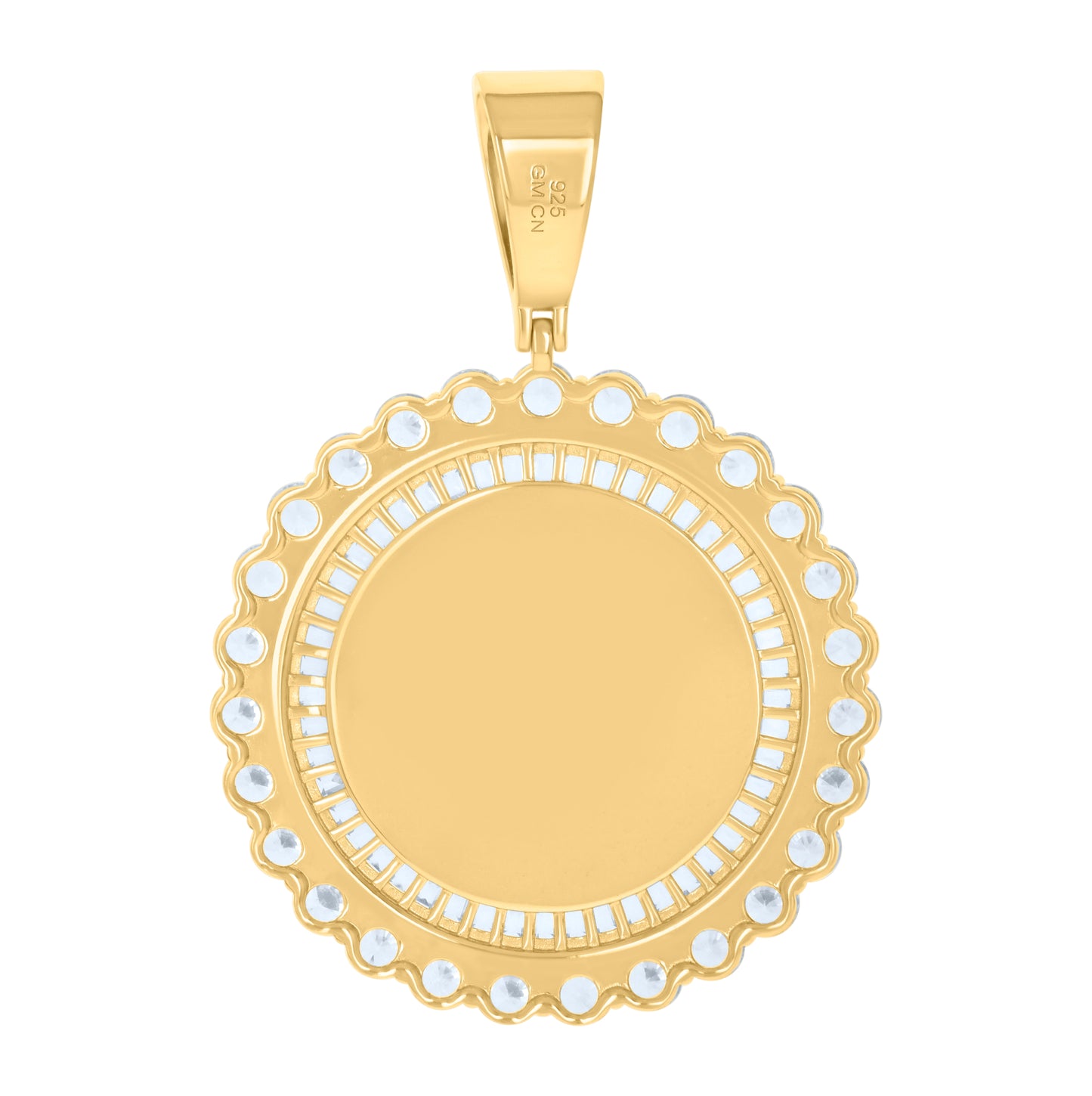 Sterling Silver Or Yellow-Tone Unisex Cubic-Zirconia Picture Frame Pendant