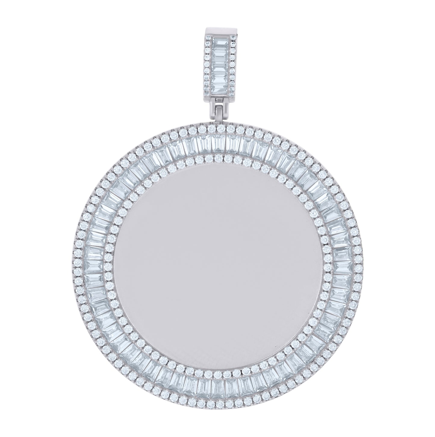 Sterling Silver Or Yellow-Tone Unisex Cubic-Zirconia Picture Frame Pendant