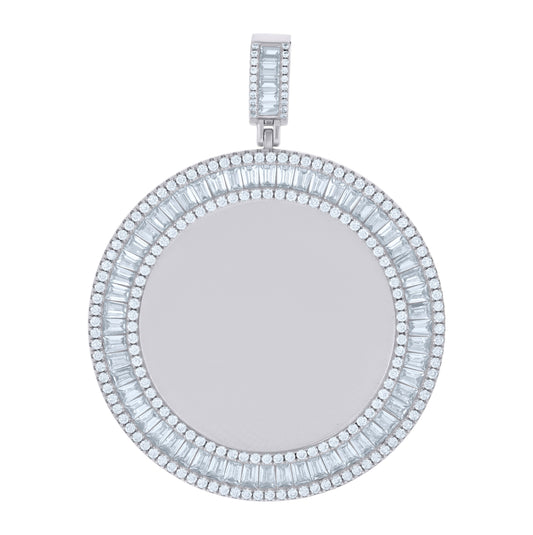 Sterling Silver Or Yellow-Tone Unisex Cubic-Zirconia Picture Frame Pendant
